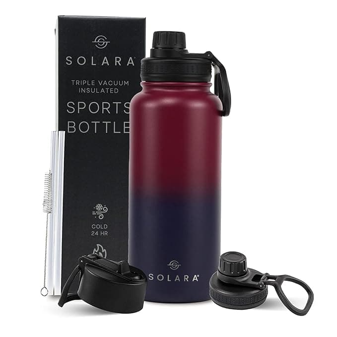 Insulated Water Bottle (1Ltr 2 Caps and 2 Straws with Straw Cleaner) - 1